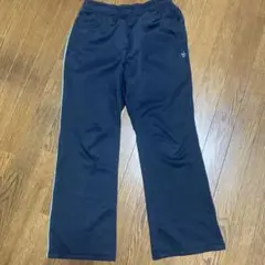 黒 ストレート ジャージ パンツ 緑ストライプ