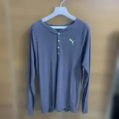 プーマ　PUMA ヘンリー長袖Tシャツ　グレー M サイズ　綿100%