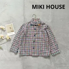 【ミキハウス】　長袖　ネルシャツ　110 チェック　シャツ　男の子　女の子　襟