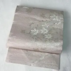 洒落袋帯】夏帯 洗える 白練色 ピンク色 撫子 刺繍 薄物 盛夏 付け下げ 