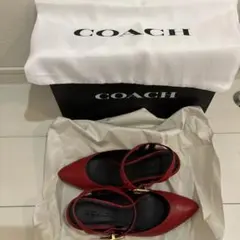 COACH G5067　アンクル ストラップ ヒール　レッド ５ 袋箱付き
