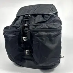 極美品✨PRADA プラダ　デイパック　リュック　ナイロン　三角ロゴ　ベルト　黒