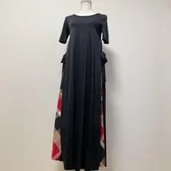 ブルーレーベルクレストブリッジ　半袖ワンピース　両サイドチェック　リボン　黒　M