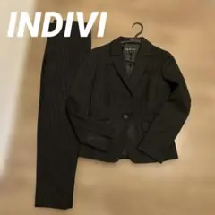 INDIVI ストライプ パンツスーツセットインディヴィ　ブラック38