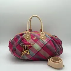 極美品 ヴィヴィアンウエストウッド ハンドバッグ 2way オーブ金具 チェック