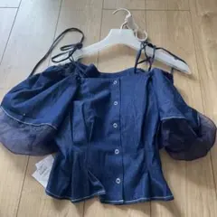 デニム シフォン オフショルダー シャツ