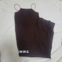 w.w.g ダークブラウン キャミワンピース ロング カップ付き スリット