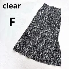 クリア レオパードロングスカート【F】ポリエステル ウエストゴム フレア 総柄のサムネイル