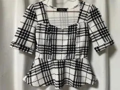 チェック柄ペプラムトップス