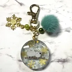 7152☆ シマエナガ　キーホルダー　チャーム　レジン　ハンドメイド