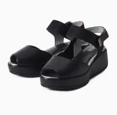 ✨美品✨fitfit 厚底アンクルサンダル 23cm ブラック 黒 レザー 本革