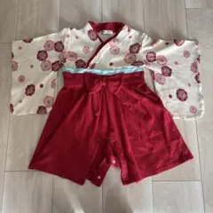 着物風ロンパース　袴　花柄　80