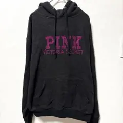 ヴィクトリアシークレット パーカー フード 長袖 ラインストーン M 黒