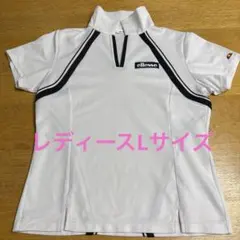 ellesse ポロシャツ ホワイト/ブラックライン　レディースLサイズのサムネイル