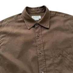 00's J.CREW ショートスリーブシャツ チョコブラウン L コットンのサムネイル