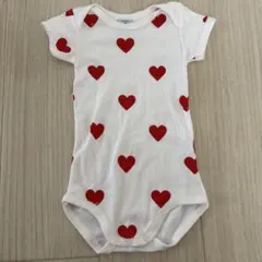 【PETIT BATEAU】赤いハート柄ロンパース 18m