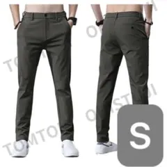 S ダークグリーン ロングパンツ ストレッチ パンツ ゴルフ 高品質