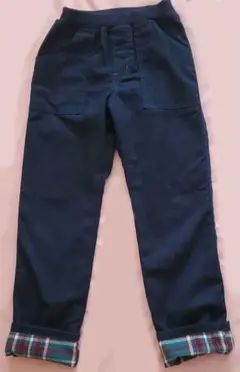 ネイビー　ブルー　長ズボン　ロングパンツ　チェック　130cm