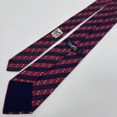 HERMES ネクタイ 犬プリント ネイビー レッド SILK 100%