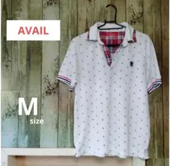 AVAIL Mサイズ ホワイト マリン総柄 ポロシャツ ゴルフウェアのサムネイル