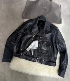 新品　人気モデル　25ss　リックオウエンス　カーフスキン　バイカー　ジャケットのサムネイル
