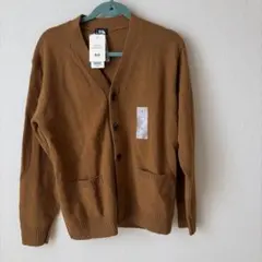 UNIQLO プレミアムラムVネックカーディガン ブラウン M