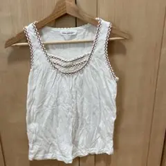 (美品)B.L.U.E.ホワイトキャミソール レーストリム付き