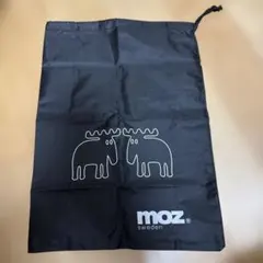 美品 未使用 もずmoz シューズバッグ 黒 トナカイデザイン