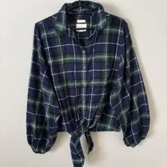AMERICAN EAGLE ネイビー　チェック　シャツ　ソフトタッチ　ガーゼ地のサムネイル