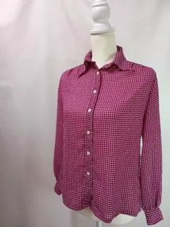 昭和レトロヴィンテージ　千鳥格子柄　シアーブラウス
