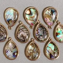 アバロンシェル　2個セット　金枠パーツ　ネックレス　ピアス　18kgp シルバー