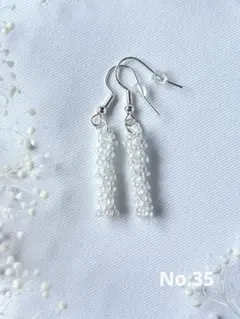 【ツブツブピアス】しろたまクリア・イヤリング可能・ハンドメイド・No.35