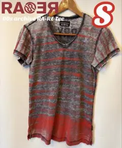 希少！00s RA-RE ラーレ 擦れボーダー ロゴバックプリント Tシャツ Sのサムネイル