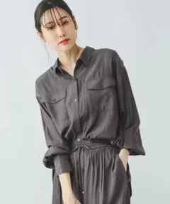 GLOBAL WORK　さらさらリラックスポケットブラウス