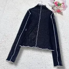 リトマス litmus ガーゼシアー　チュールトップス　シアースキン　メロウ黒白