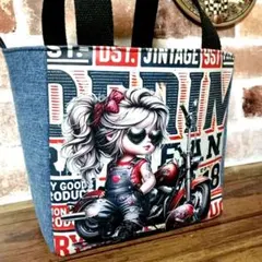 ❤バイクガール❤Dカン付 トートバッグ デニムリメイク ハンドメイド