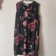 Boo Jeoud ブラック 花柄 ノースリーブ ワンピース 38