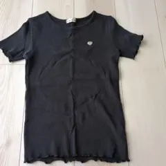 branshes ハートチャーム付き リブTシャツ ブラック 140