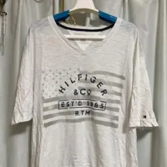 トミーヒルフィガー Vネック 半袖 星条旗 Tシャツ XLサイズ