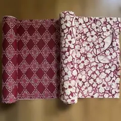 ウール混 反物 菱形 花柄 着物生地2本セットのサムネイル