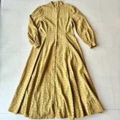 LilyBrown リリーブラウン レース刺繍 マスタード 長袖シャツワンピース