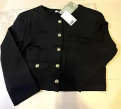 H&M ノーカラージャケット ブラック 金ボタンのサムネイル