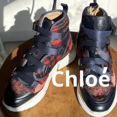 Chloé ストラップ付き　チェック　ハイカットスニーカー36定価¥85,800のサムネイル