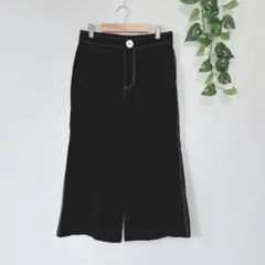 【ザラウーマン】カジュアルパンツ フレア アンクル丈 ビッグボタン ゆったり 黒