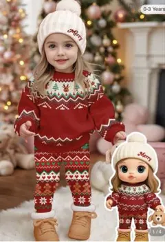 クリスマス柄赤いパーカーとパンツセット ベビー服