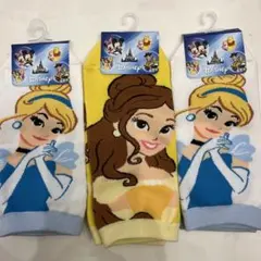 人気❤ Disney プリンセス 靴下 シンデレラ ベル 3足 L