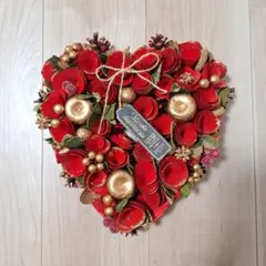 ハンドメイドリース ハート レッド