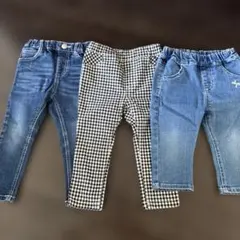 90cm デニム・チェック　ブランド　パンツ3点セット ブランシェス　ラブピ