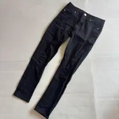 デニムスキニーパンツ　ダメージ加工　ストレッチ　黒　ブラック　カジュアル（M）