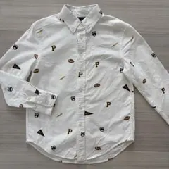 ラルフローレン 刺繍入りホワイト長袖シャツ 8サイズ